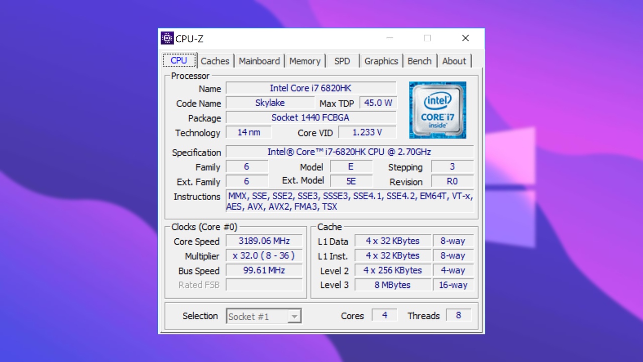 CPU-Z Screnshot 2